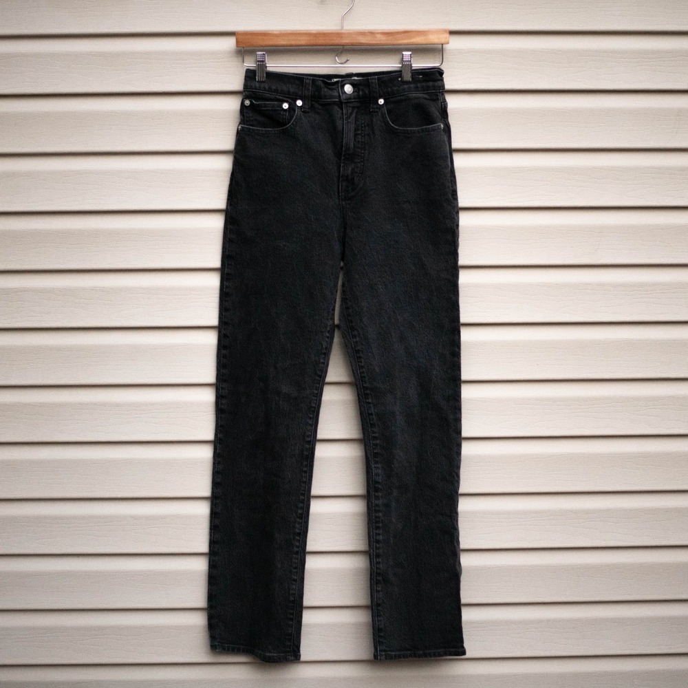 Madewell 90s Straight Jeans Women's 26 Black Rinse Wash Denim High-Rise Grunch